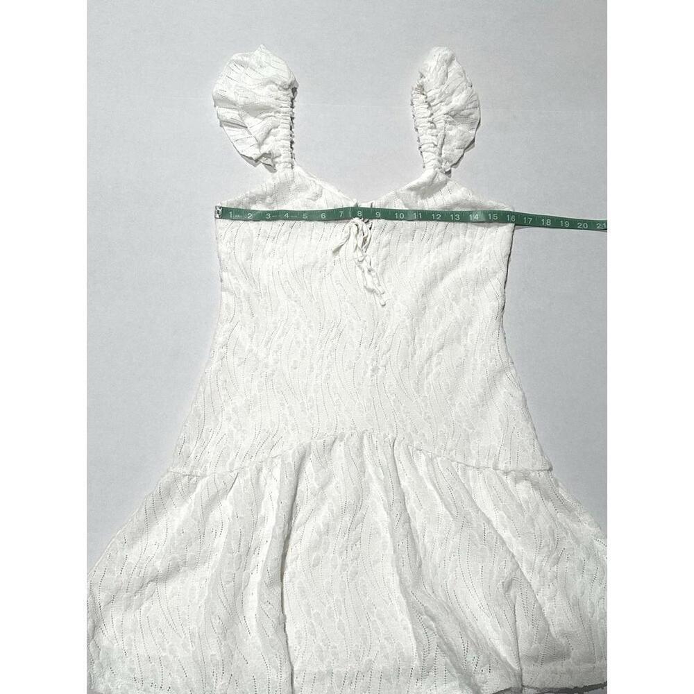 Lost + Wander Womens Short Dress Off White Ruffled Straps Lining Size M - Picture 11 of 13